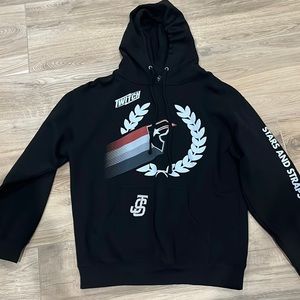 Stars & Straps back fleece Twitch hoodie.